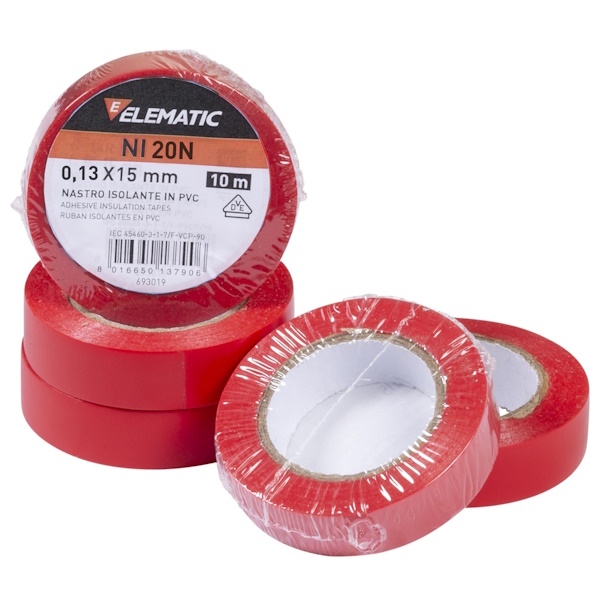 Elematic Nastro Isolante in PVC MM19X25MT Colore Rosso - ELEMATIC